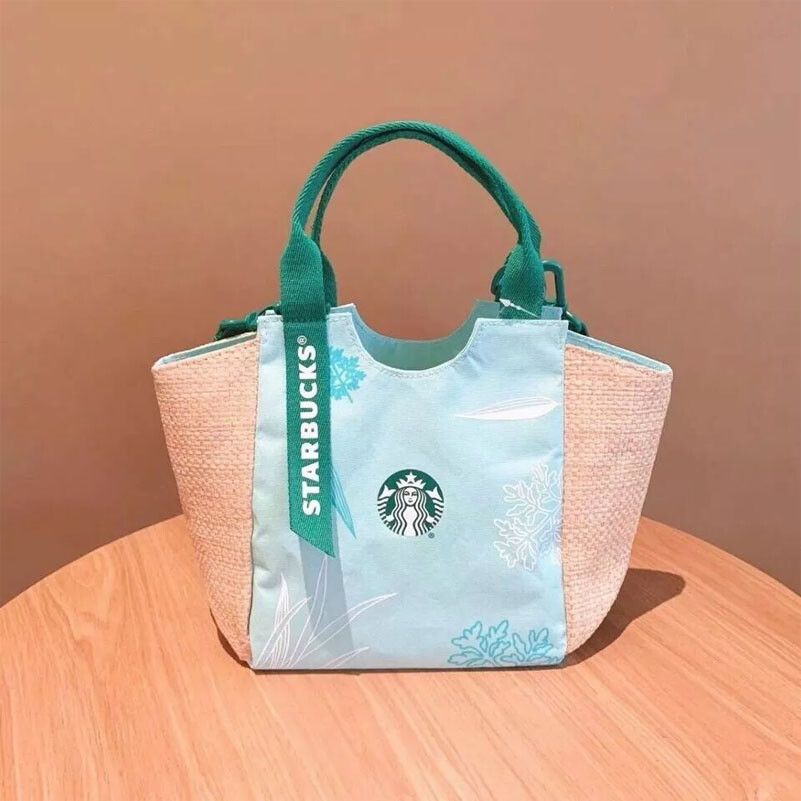 Starbucks Lunch Box Bag Handbags Tote Bamboo Canvas Bag Limited