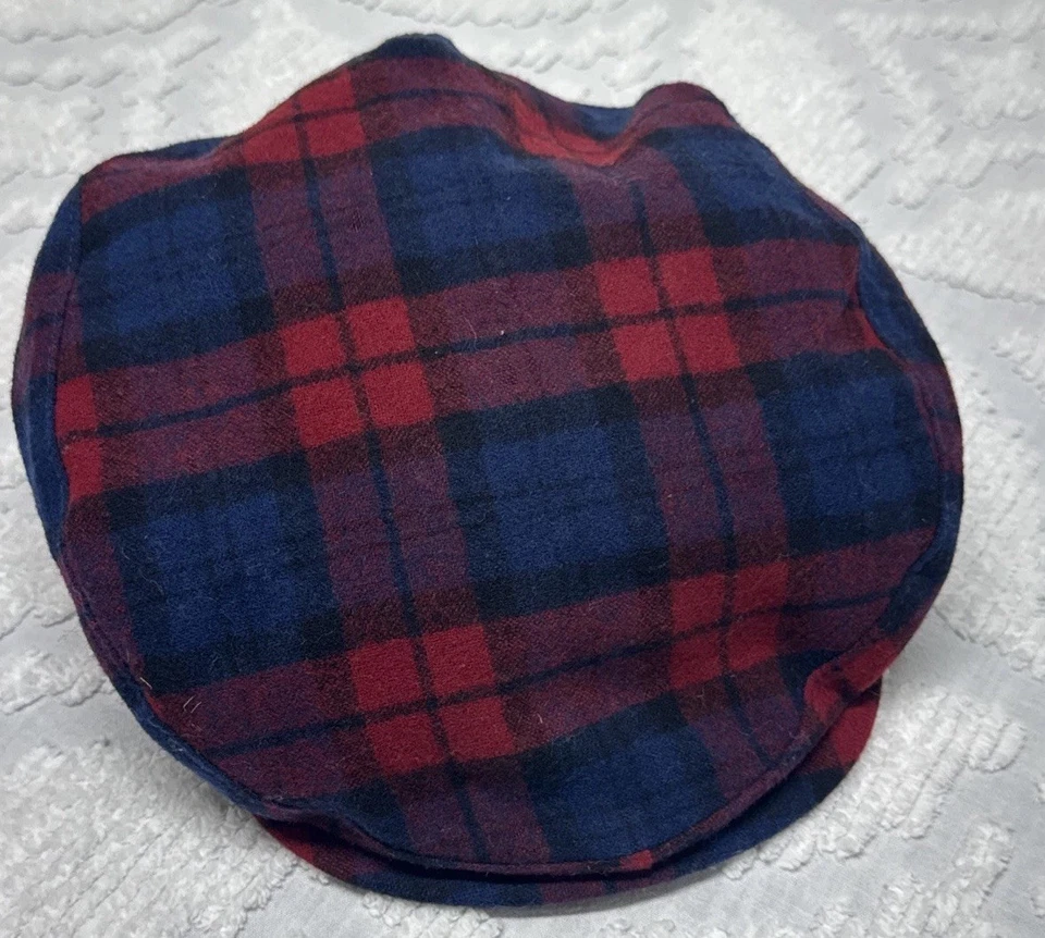 Boné plano vintage pendleton lã virgem xadrez vermelho masculino Newsboy Cabbie Derby GG - Imagem 4 de 4