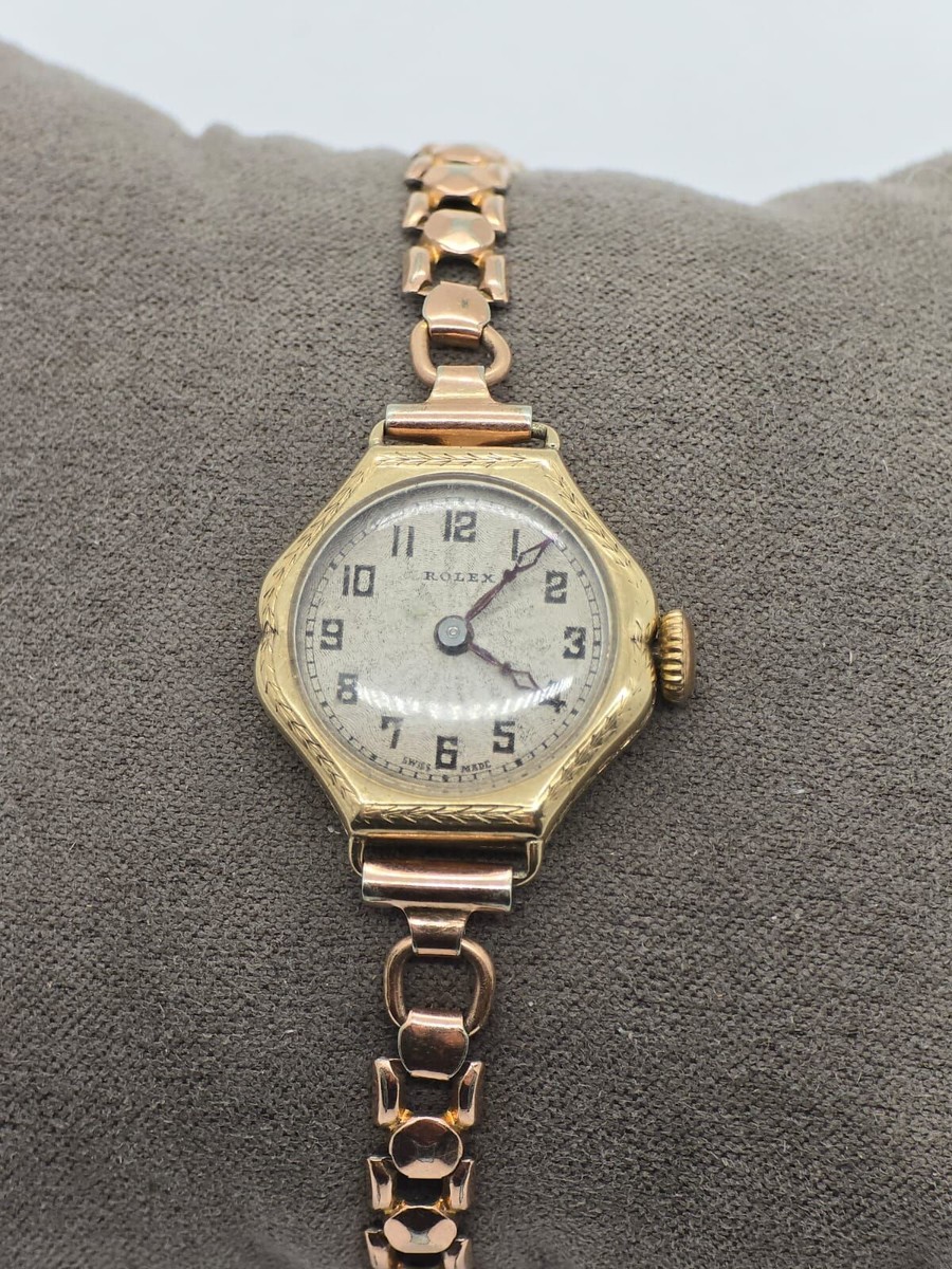 1930s Rolex Ladies Prima Watch 9ct Solid Gold Case Vintage Art Deco  Timepiece