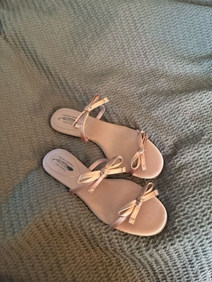 #ad Jeffrey Campbell for Free People Satin Bow Slide Sandals in Pink $65.00