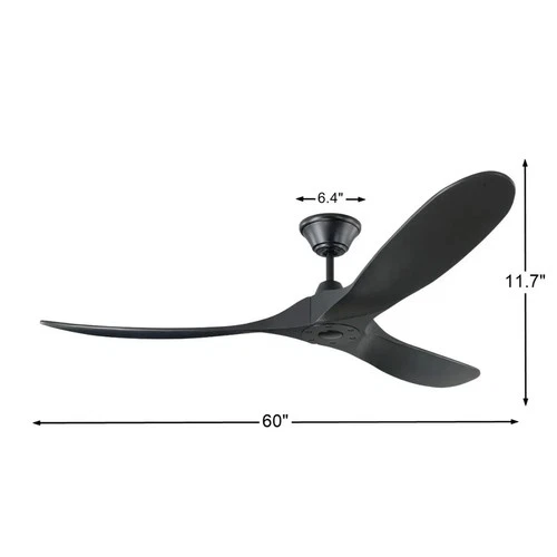 Maverick 60" Ceiling Fan - Matte Black Finish with Black Blades, DC Motor - Picture 7 of 7