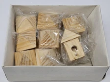 Box of 8 VTG Unfinished Wood Miniature Birdhouse Craft Fairy Garden Dollhouse