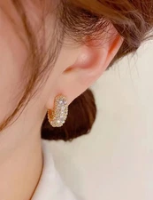 Aretes Argollas en Oro 14K Pendientes Joyería Fina de Moda De Oro para Mujer YCL