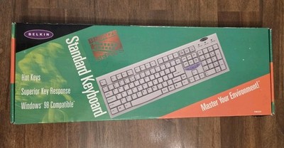 Belkin (F8E223) PS/2 Wired White Standard 104-Key Keyboard NEW Bronze Series