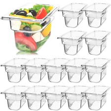 15 Pack Plastic Food Pan 1/9 Size 4 Inch Deep Clear Polycarbonate Storage Pan...