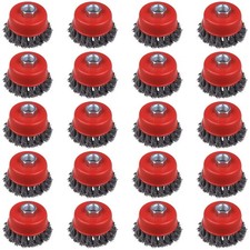 20-Piece Knotted 3 Inch Wire Cup Brush for Angle Grinders - 5/8 Inch Arbor fo...