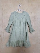 Size:6 Doen Girls Green Ruffle Hem Embroidered Cottagecore Dress Floral