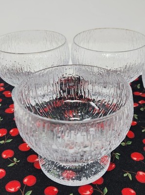 Lot Of 4 Crystal Footed Dessert Bowls I ITTALA KEKKERIT | Icicle SnowTextured