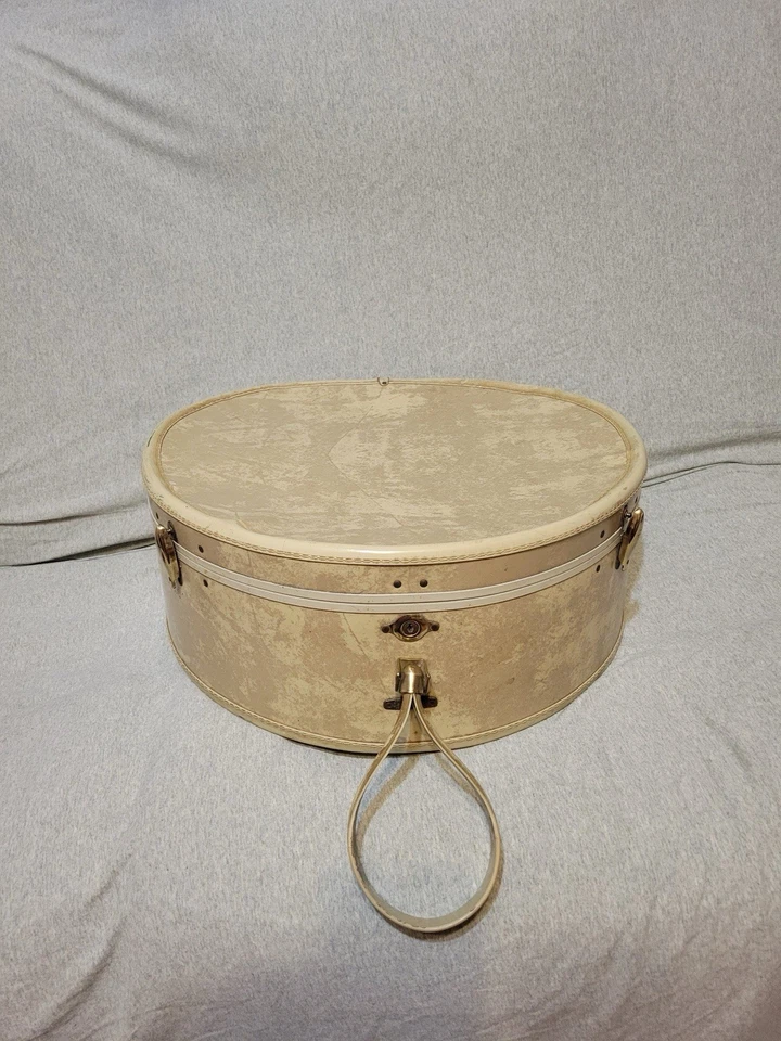 Maleta Samsonite de colección Shwayder sombrero redondo caja tren estuche rígido 18" beige Foto 2 de 4