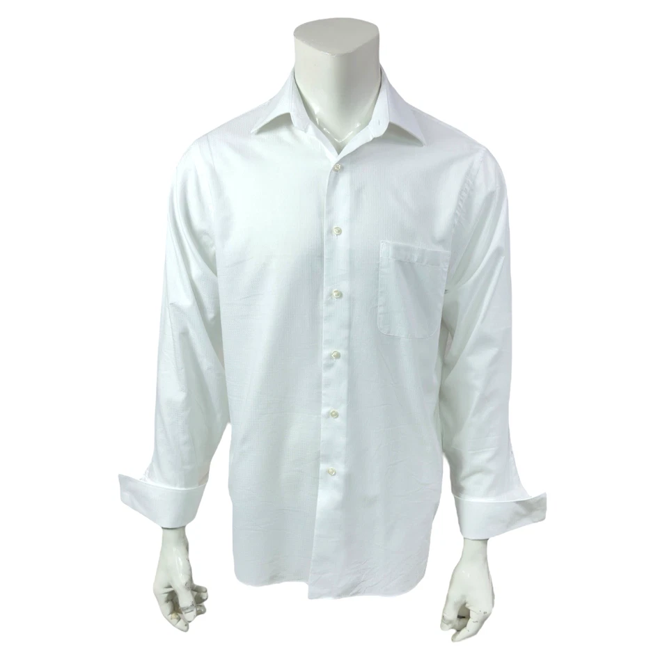 Camisa de vestir Geoffrey Beene para hombre M blanca 15,5 32/33 mezcla de algodón sin arrugas Foto 3 de 4