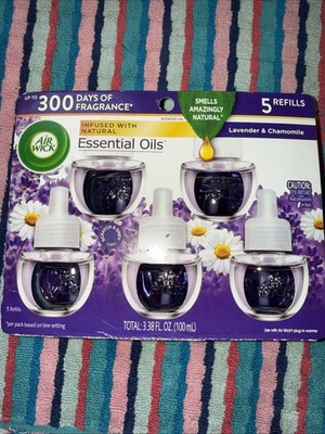 New 5 Pack Air Wick Lavender & Chamomile Refill Infused With Essential Oils