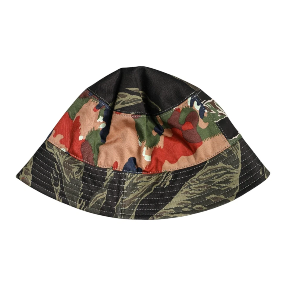 DOLCE & GABBANA Chapeau Multicolore DG Plaque Large Bord Bucket Capello 58... - Photo 3/4