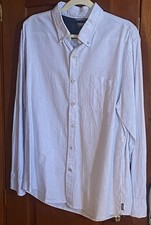 Izod Saltwater Blue/White Pinstripe Oxford Dress Shirt XL Washed Once New