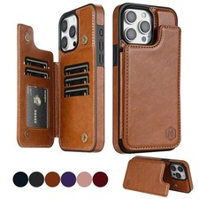 Wallet Card Holder Case for iPhone 16e 15 14 13 12 11 Pro Max XS Leather Cover