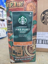 (6 Pack )Starbucks Pike Place Roast Whole Bean Coffee 16oz Or 1 Lb (BB13jan26)