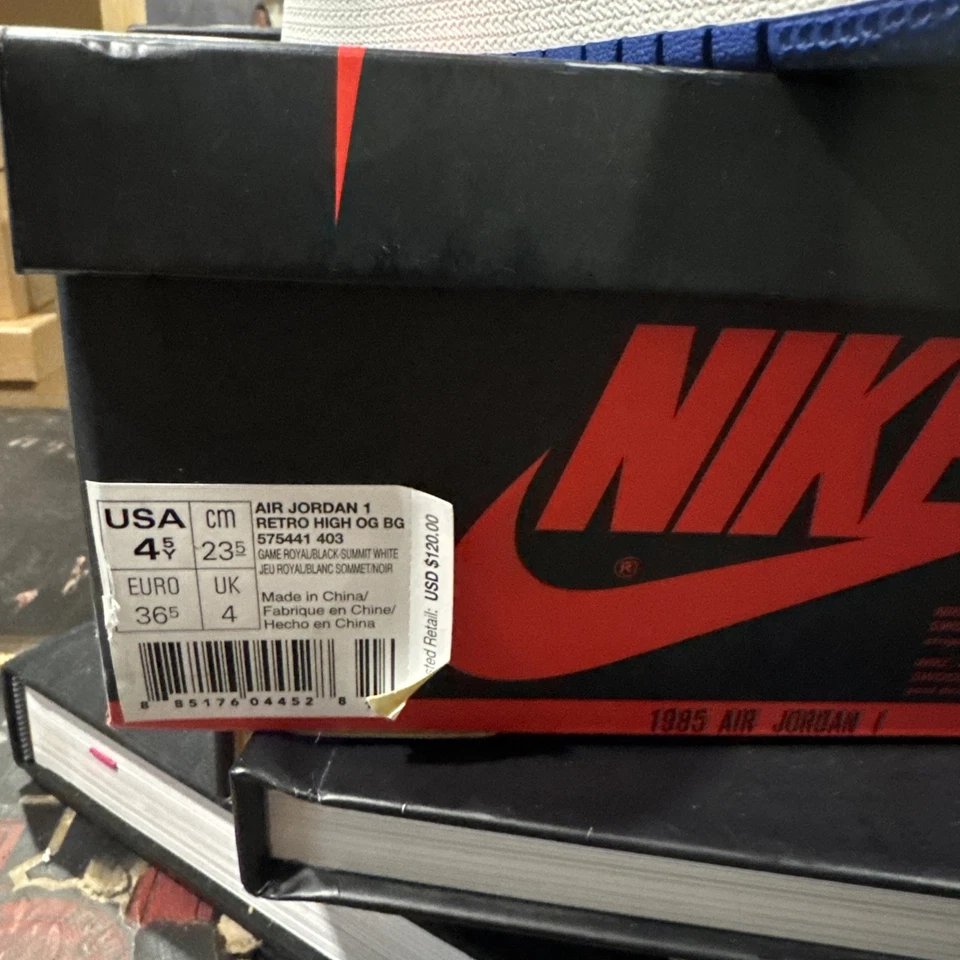 Nike Air Jordan 1 Retro Alto OG BG 'Game Royal' 575441-403 Juvenil Talla 4.5Y Foto 4 de 4