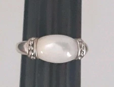  Mother Of Pearl 10mm  Sterling Silver Ring - Size 8