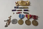 Vintage Military Medal Ribbon Bar Lot Korea Era Dog Tag Medals Pins