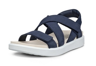 Ecco Sandale Soft Sandale Cross Blau Nubukleder Riemchensandale Klettverschluss