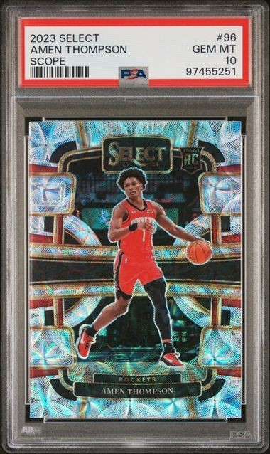 2023-24 Panini Select Amen Thompson Concourse Rookie Scope Prizm PSA 10 Rockets