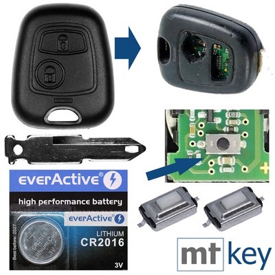 REPAIR SET Auto Schlüssel Gehäuse NE73 Rohling für Peugeot 206 SW CC 1998-2009