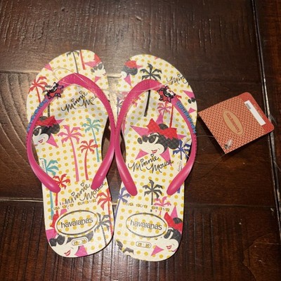 Girls Havaianas Slim Hollywood Minnie Flip-flops Sz. 1 Youth 29-30 NWT
