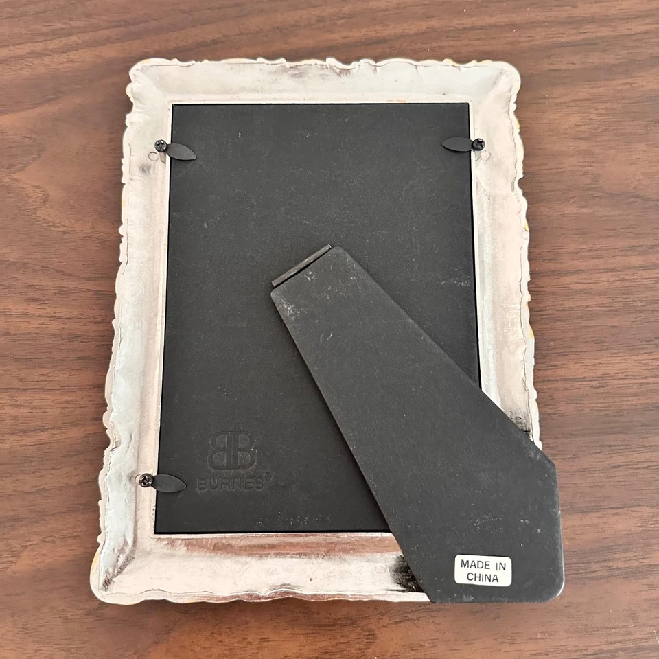 Marco de fotos vintage Burnes plateado dorado ornamentado 5x7 victoriano Foto 3 de 4