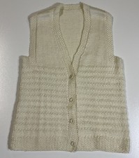 Vintage Cream Knit Sweat Vest Cardigan Sz M Boho Cottagecore 70s
