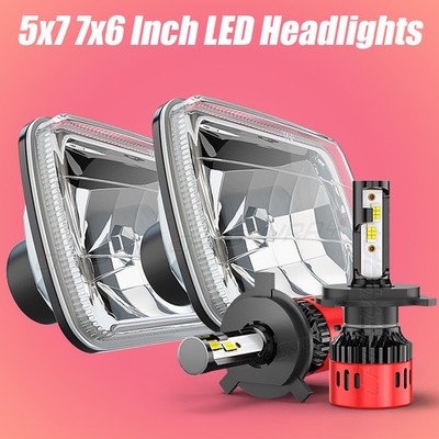 For 1995-1997 Nissan Pickup 7''Square Sealed Beam Glass Headlights H4 Bulbs