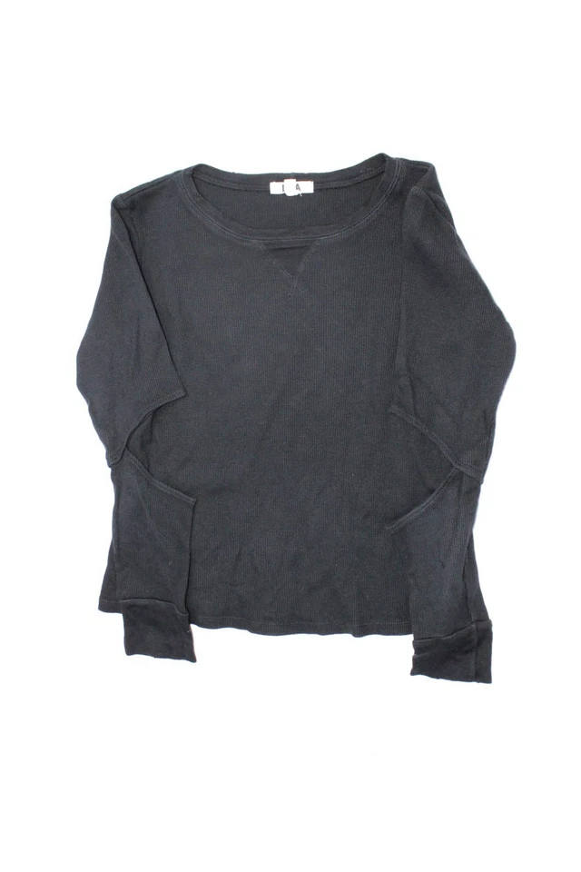 LNA Women's Round Neck Long Sleeves Ribbed Blouse Black Size S Lot 2 - Image 4 of 4