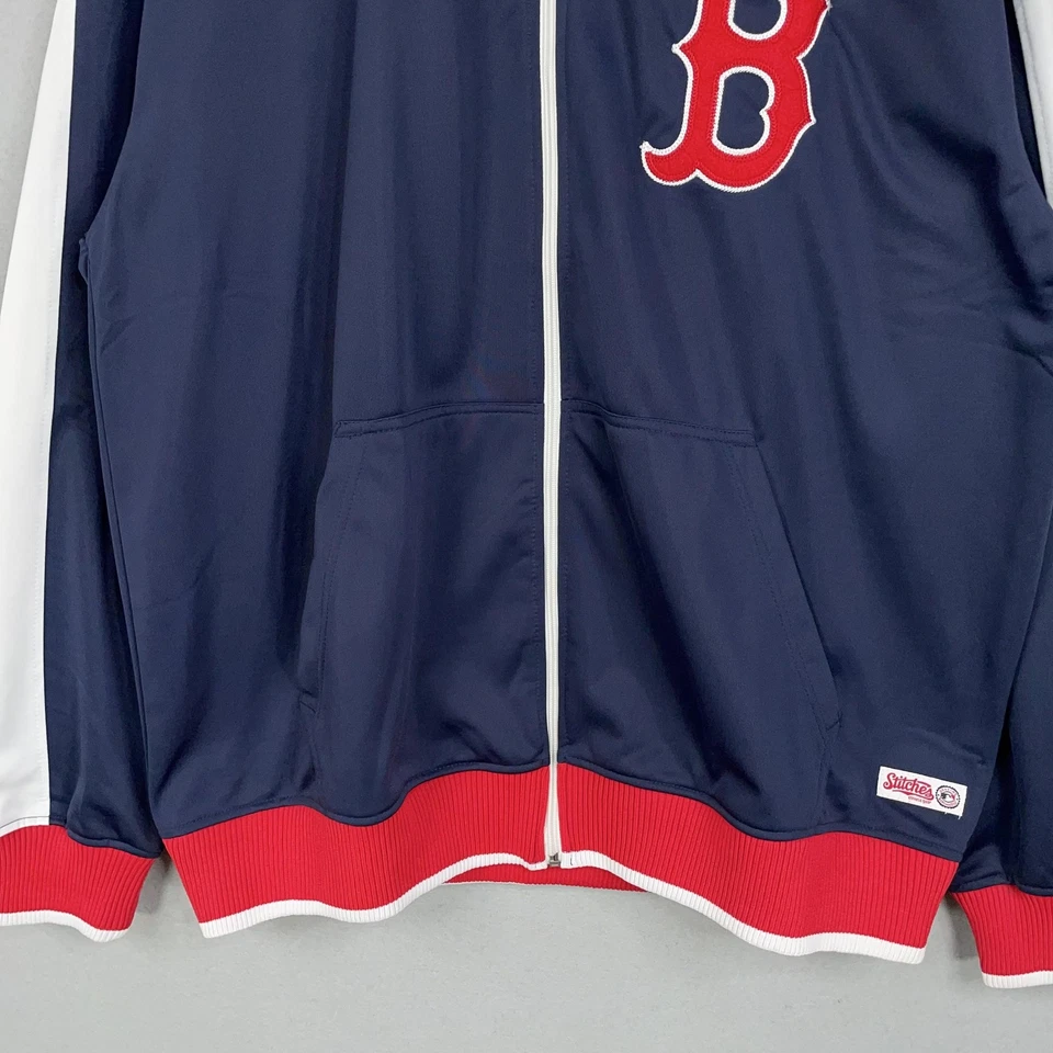 Chaqueta de los Medias Rojas de Boston para Hombres 2XL Azul Marino Rojo MLB Béisbol Cremallera Completa Calentamiento de Pista Foto 3 de 4