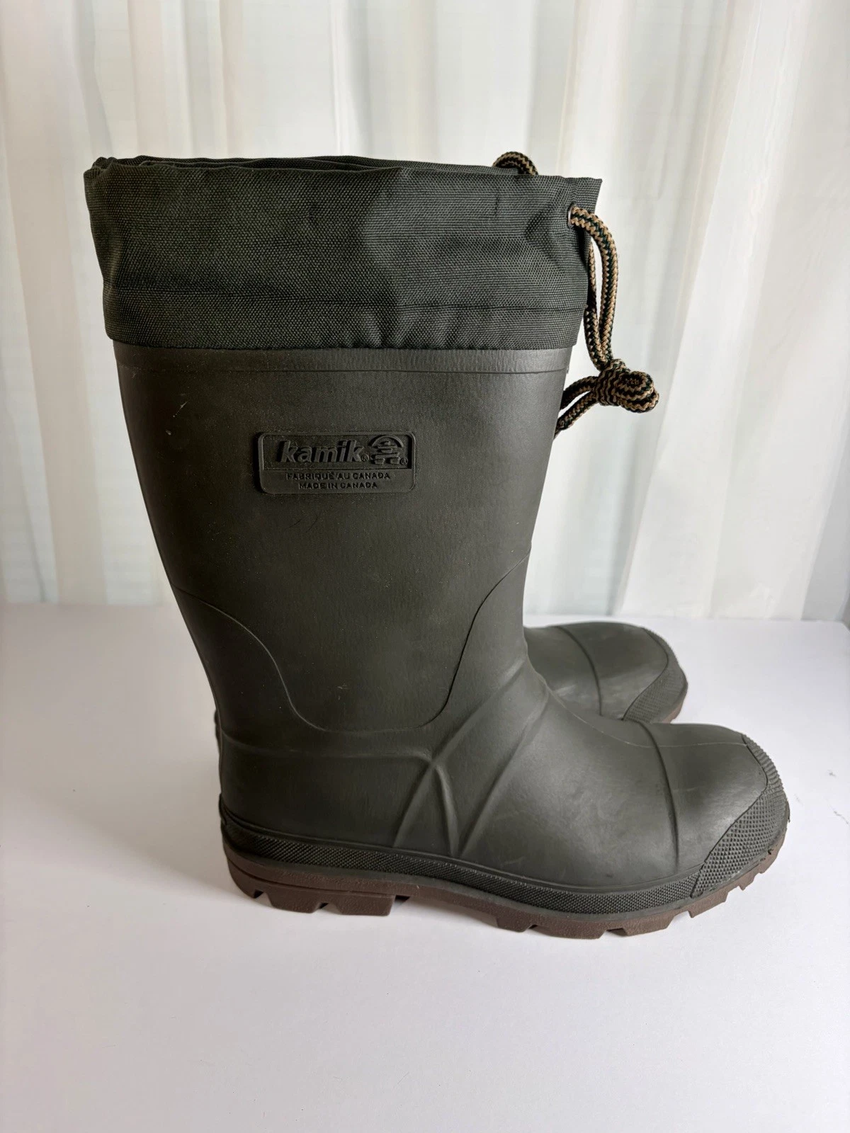 Kamik Mens Green Rubber Waterproof Icebreaker Winter Boots Size 9 Made In Canada