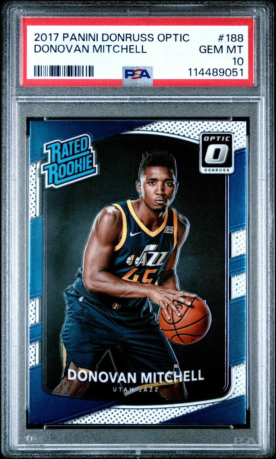 2017 PANINI DONRUSS OPTIC #188 DONOVAN MITCHELL ROOKIE RC PSA 10 - Main Image