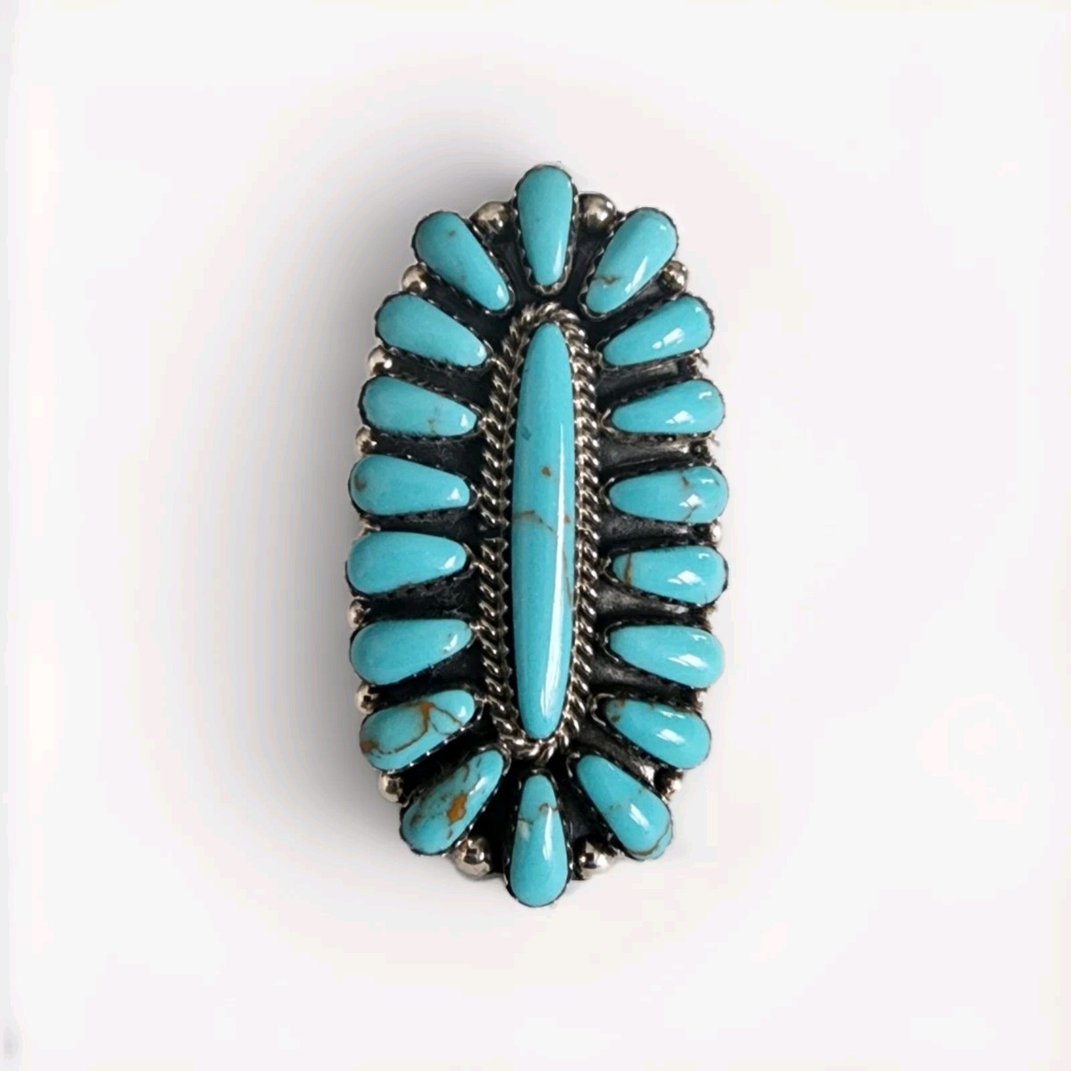 Davin Benally Navajo Signed DB Sterling Silver Turquoise Squash 
