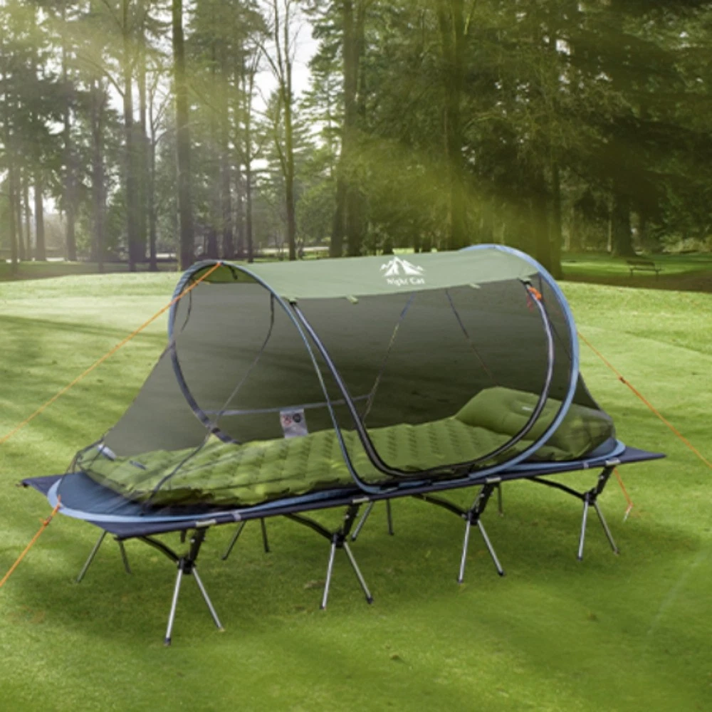 Outdoor Camping 1 Person Pop up Mosquito Tent With Elevated Camping Cot Bed Set