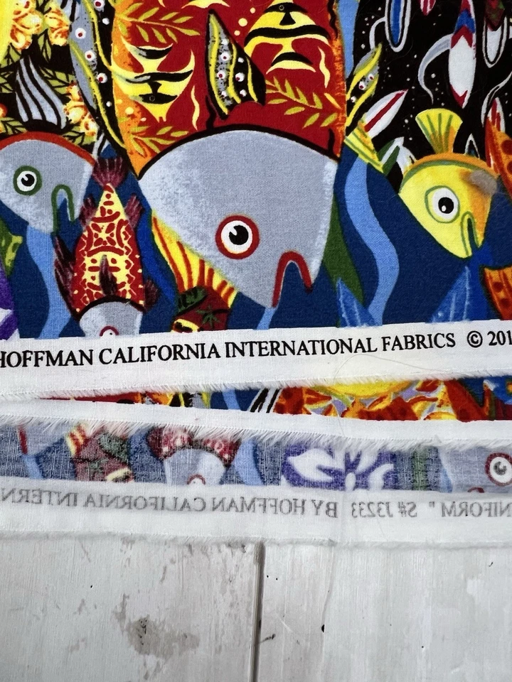 Fish Vibrant School Uniform Cotton Fabric Hoffman 1.33 Yard 44" Wide Quilting - Image 4 of 4