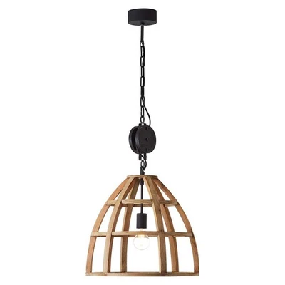 Pendelleuchte Matrix Nature Antik Holz Schwarz Korund Ø47cm max. 60W E27 Lampe - Bild 1 von 4