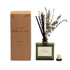 Christmas Reed Diffuser with Dried Flowers | 5 oz Santal Woods Holiday Scente...