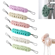 6 Mesh Sponge Braided Rope Back Scrubber Soft Puff Bath Shower Exfoliating Brush