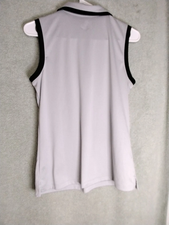 Camiseta sin mangas Izod Golf para mujer talla M gris perla negra sin mangas poliéster a presión Foto 3 de 4