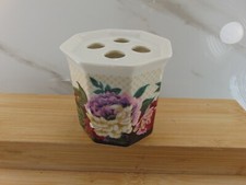 Floral CERAMIC PEN, PENCIL OR Toothbrush Holder IN MINT CONDITION