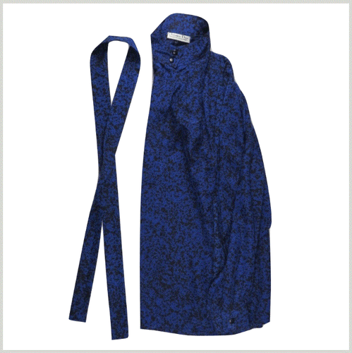 Dior Womens Blouse Top L Silk France Vintage Midnight Blue Fashion Retro Leopard - Bild 3 von 11