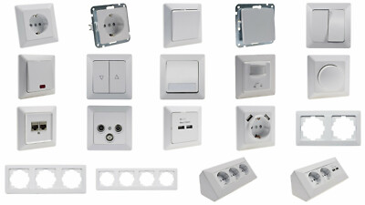MILOS Steckdose, Lichtschalter, Dimmer, USB, CAT6, Taster, Rahmen ... matt weiß