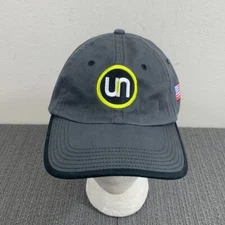 UN Brand Baseball Hat Strapback Cap Mens OSFA Gray Black USA American Flag