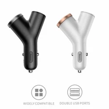 Baseus Y Type Dual USB+Cigarette Lighter Extended Car Charger