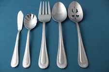 5pc Serving Tablespoon Pierced Wallace Home WICKHAM Glossy Full Bead China NEW