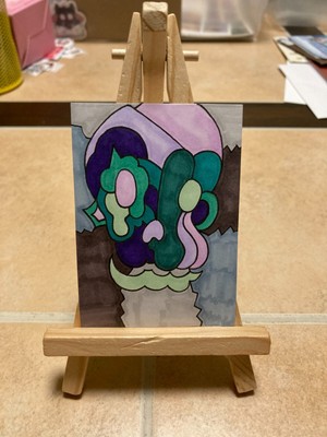 ACEO Original Mixed Media Painting Art Card ATC Skull Chelle #126