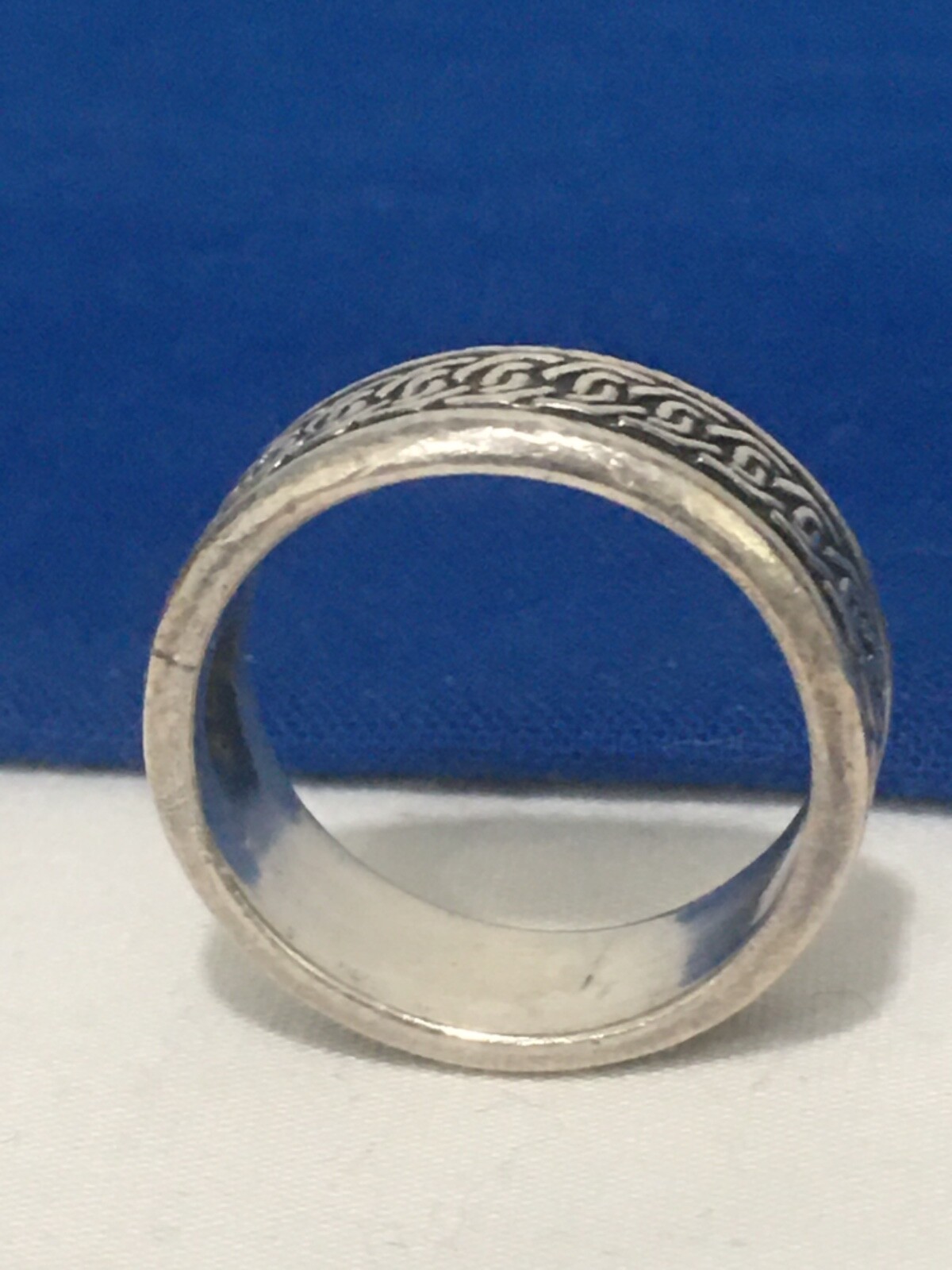 Vintage SIGNED Etched Geometric Pattern Sterling … - image 6