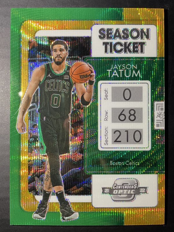 2021-22 Panini Contenders Optic Jayson Tatum Season Ticket Gold Wave Prizm 05/10