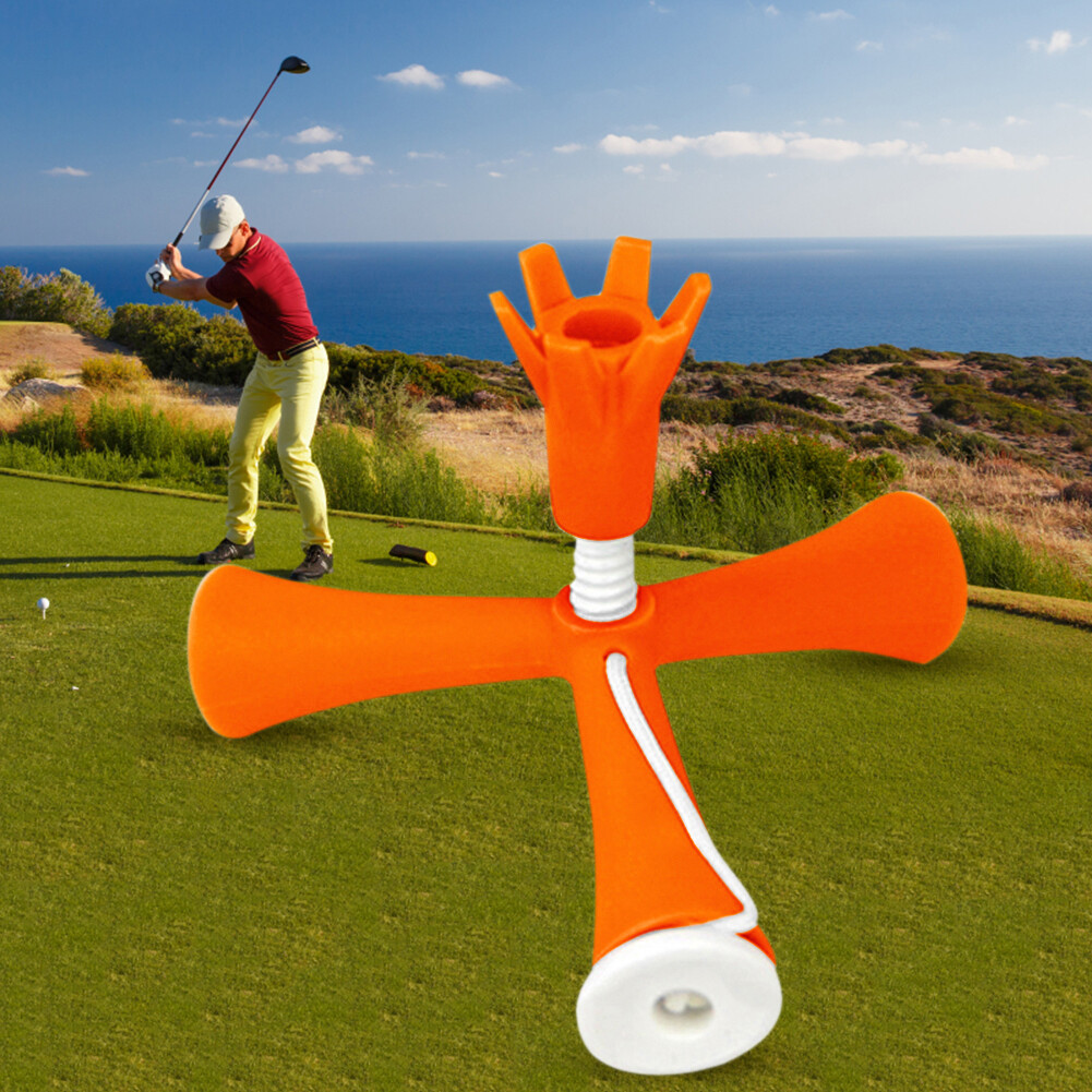 6 Claws Tripod Tees Driving Ranges Telescopic Golf Balls Holder (Orange